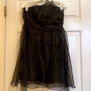 Black strapless chiffon dress